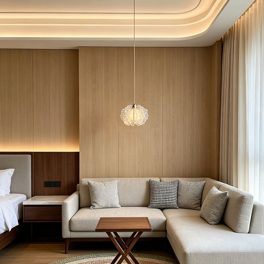 Petal Pendant Light French Cream-Style Adjustable Ceiling Light