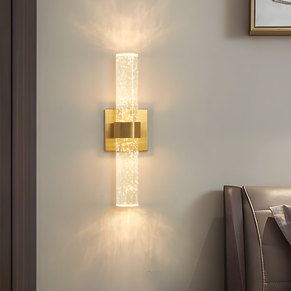 Long Strip Bubbles Crystal Shade LED up down Lighting Modern Wall Lamp - Dazuma