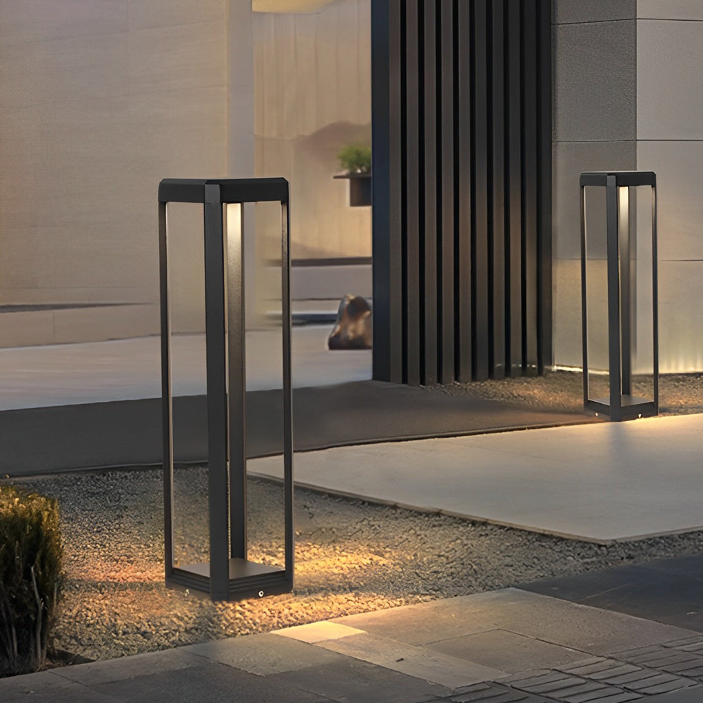 Square Minimalist Waterproof Stainless Steel Black Solar Pathway Lights - Dazuma