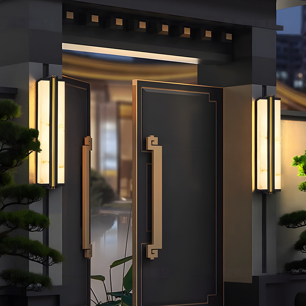 Modern Black LED Indoor/Outdoor Wall Lights with Resin Marble Shade