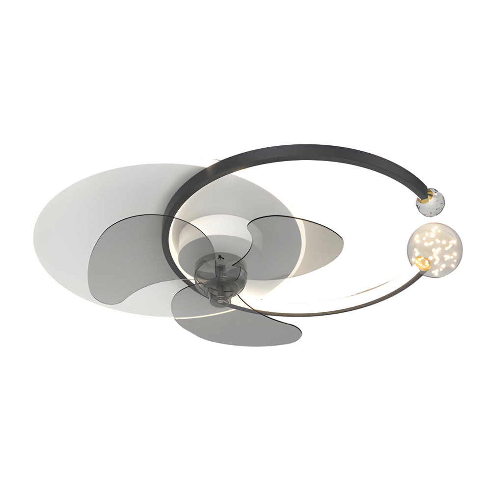 Mute Creative Round Ring 3 Step Dimming Modern Flush Mount Ceiling Fan Lamp