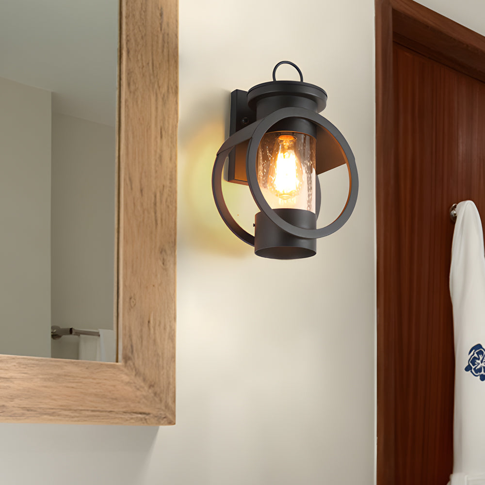 Raindrops Glass 6W LED Edison Lightbulb Black Outdoor Wall Lights - Dazuma