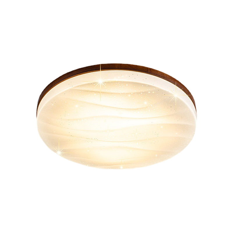 Round Square Wood Three Step Dimming Modern LED Ceiling Lights Fixture