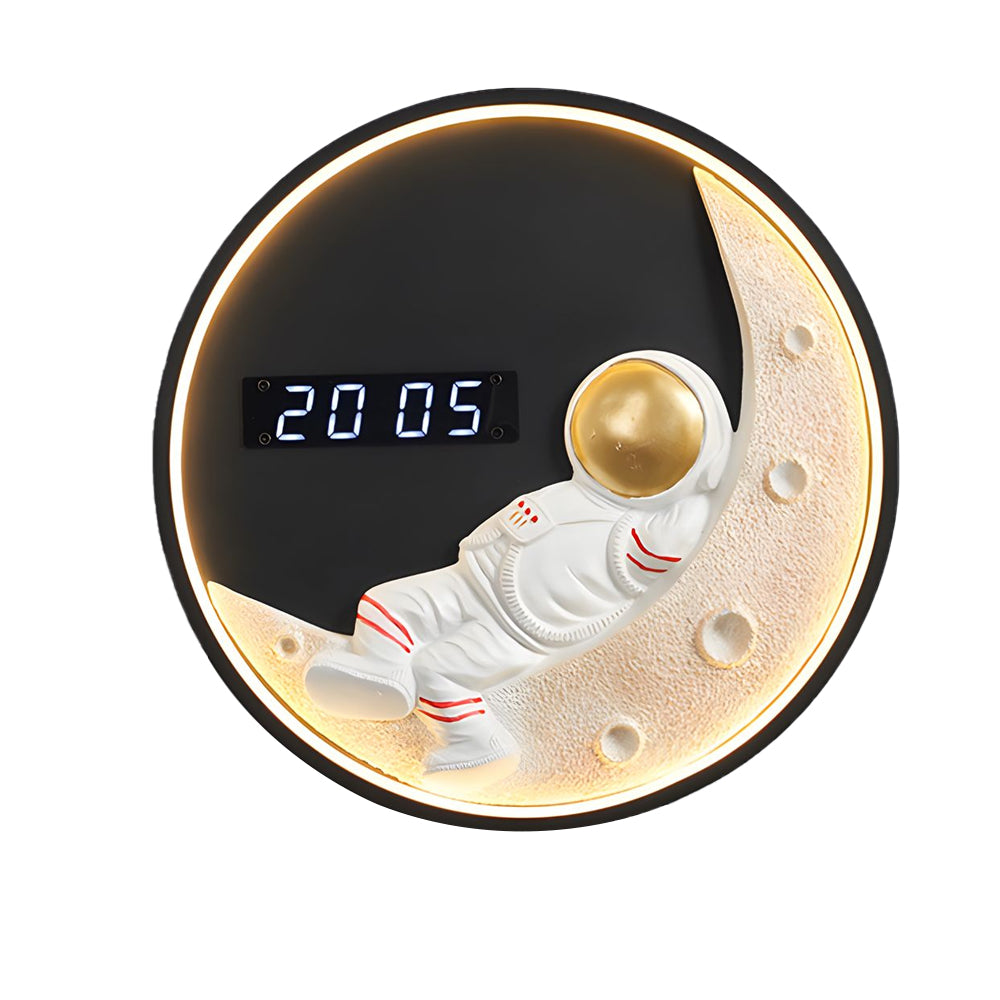 Moon LED Wall Light Wall Digital Clock Astronaut Decor 3 Color Wall Lamp