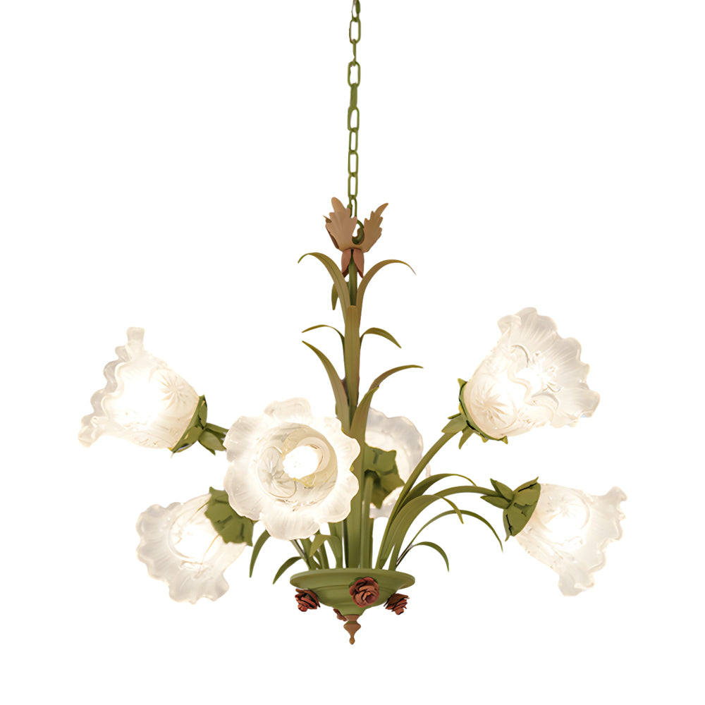 3/6/8-Light Frosted Glass Flowers 3 Step Dimming French Chandelier