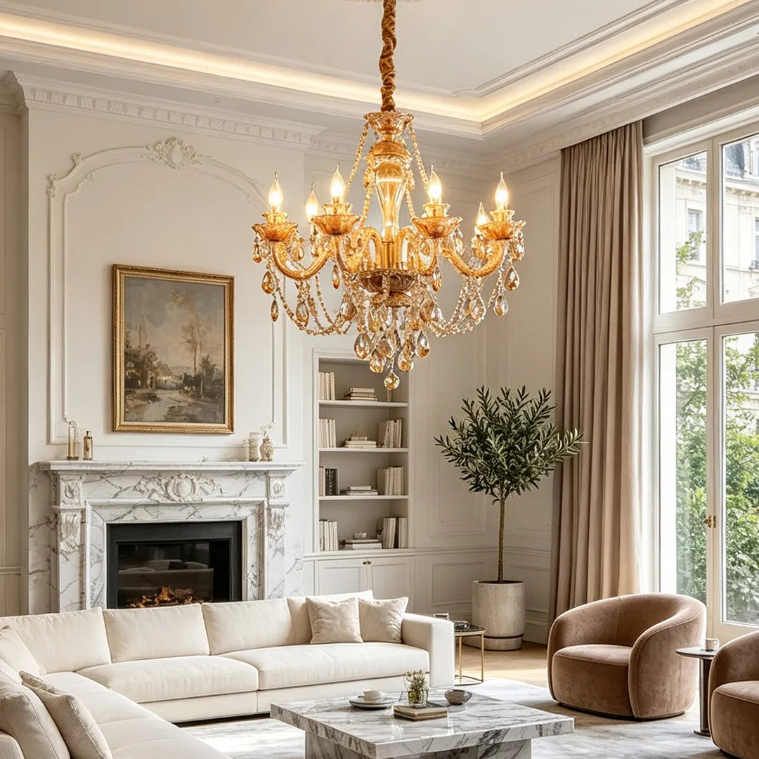 Luxury Glass Crystal Candlelight Retro European Style Chandelier