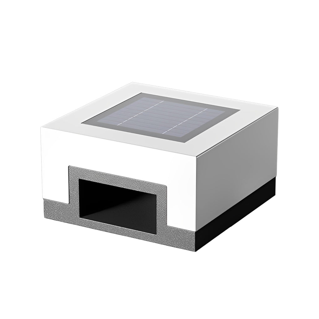 Minimalist Square Waterproof LED Black Modern Solar Post Caps Lights