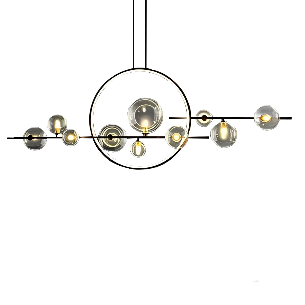 Moon Glass Bubbles LED Black Postmodern Dining Room Chandeliers