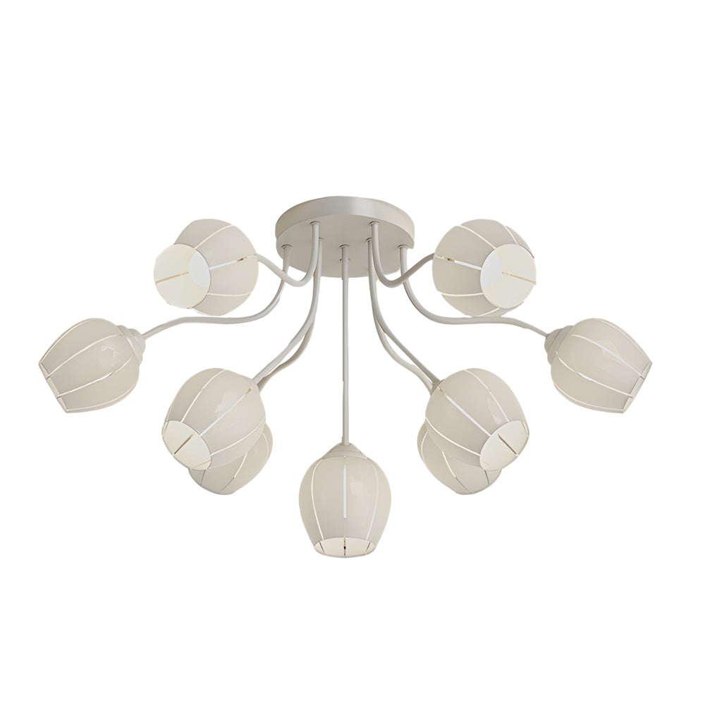 10 Heads Flowers Creative Three Step Dimming French Style Ceiling Lights
