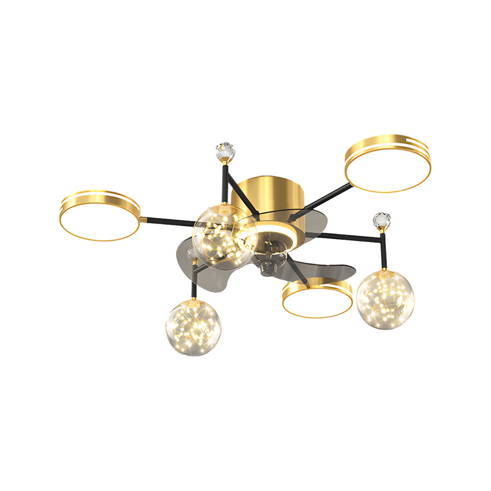 Simple Luxury Stars Ball Three Step Dimming Modern Ceiling Fan and Light