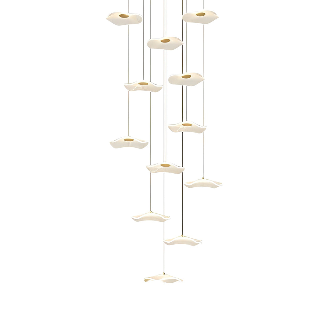 Small Acrylic Lotus Leaves LED Creative Modern Staircase Chandelier