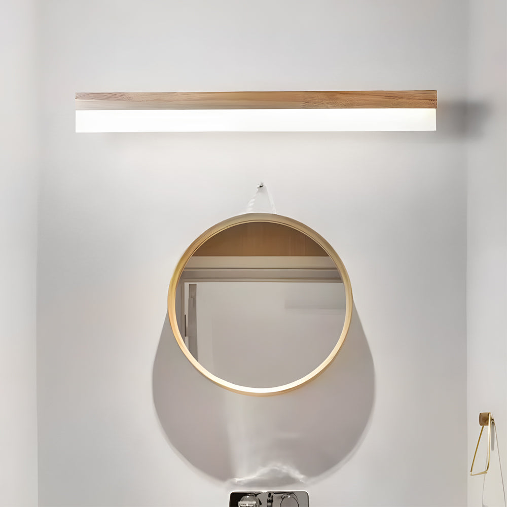 Wooden LED Vanity Mirror Light with Acrylic Shade - Bathroom Wall Lamp