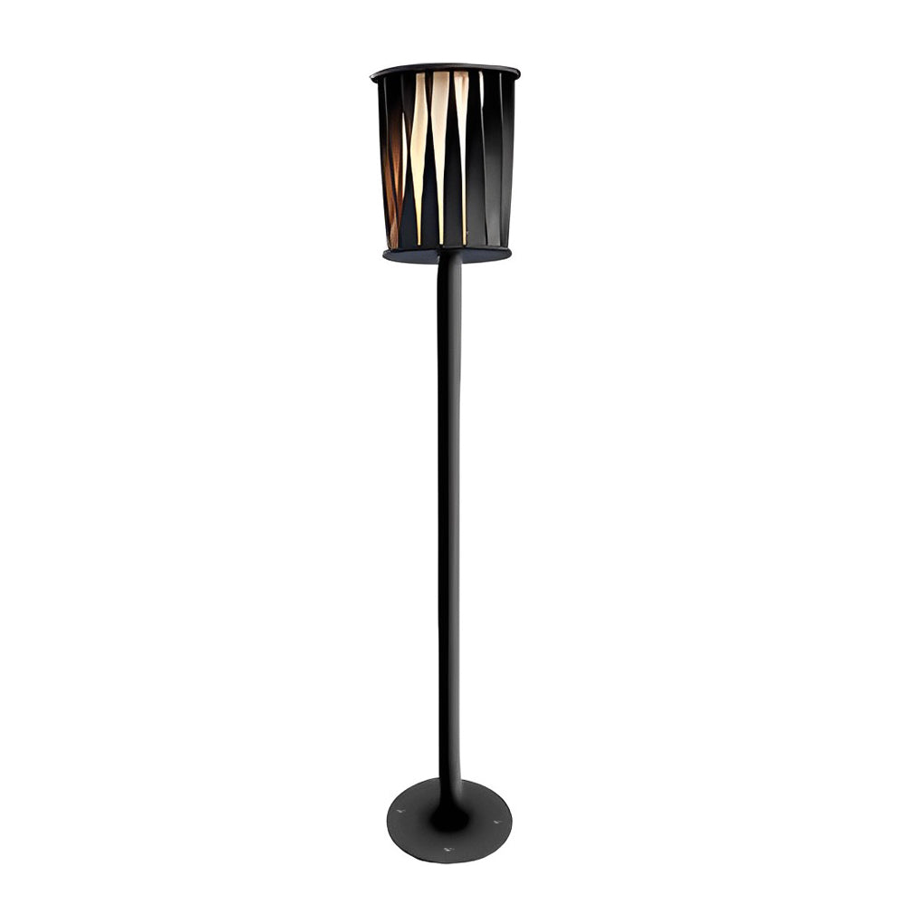 Stainless Steel Outdoor Floor Lamp with Rotating Design and Vertical Slats