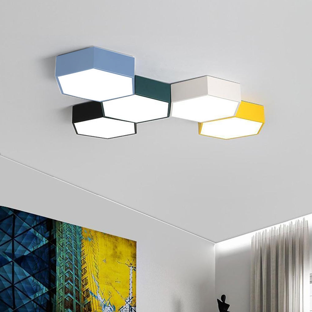 Geometric Shaped LED Wireless Control Modern Ceiling Lights Flush Mount Lighting - Dazuma