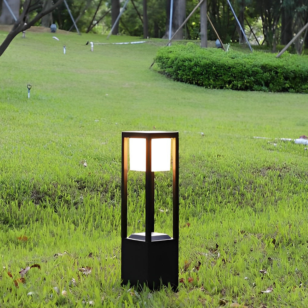 Square Aluminum Waterproof LED Black Modern Solar Pathway Lights Lawn Lamp - Dazuma
