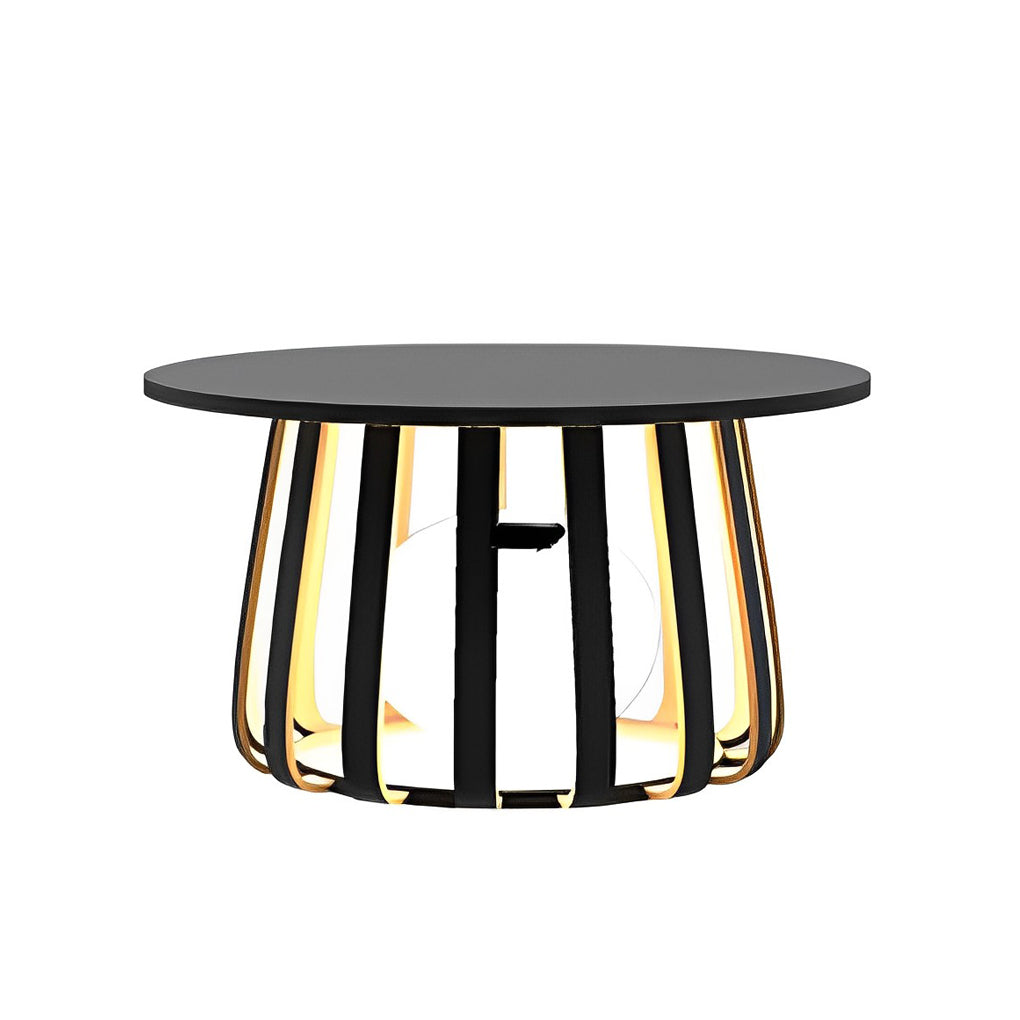 Round Waterproof RGB Iron Small Coffee Table Solar Light Outdoor ...