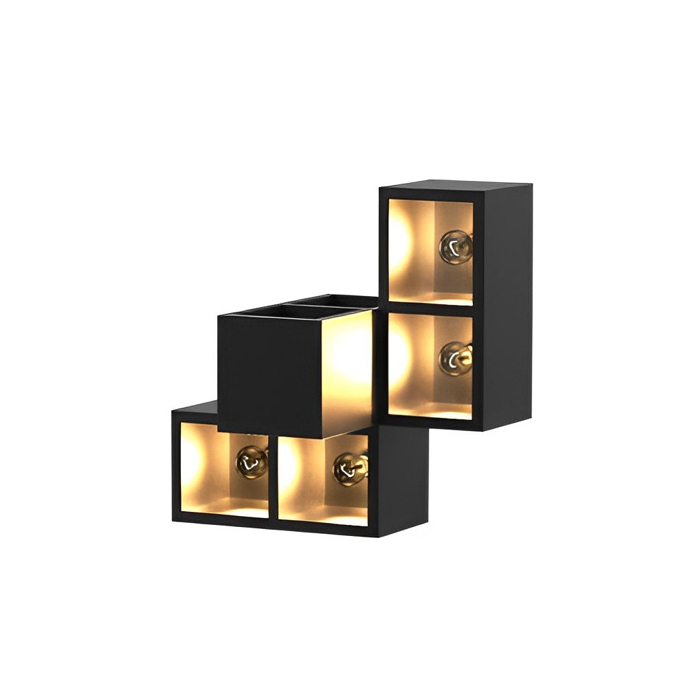 Waterproof Creative Square Combination LED Black Wall Lamp with Flowerpot