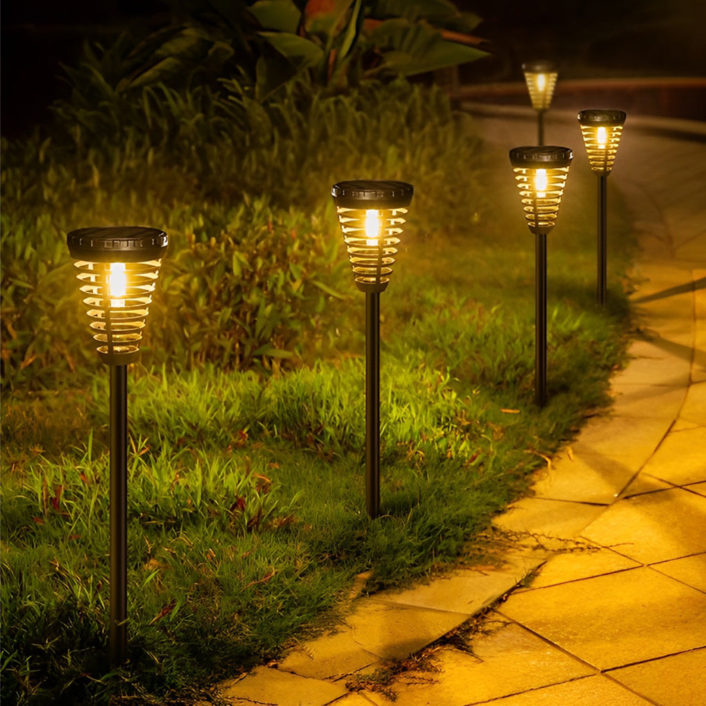 Round Intelligent LED IP65 Waterproof Black Modern Solar Garden Lights - Dazuma