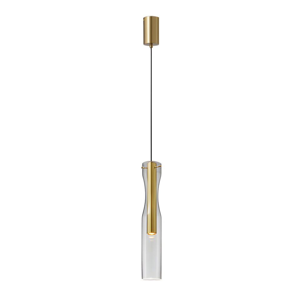 Long Glass Copper Luxury 3 Step Dimming Simple Modern Pendant Lights Fixture