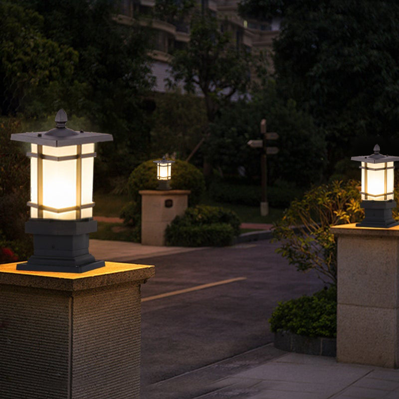 Vintage Pavilion Shape Black Retro Outdoor Light Post Lamp Pathway Lights