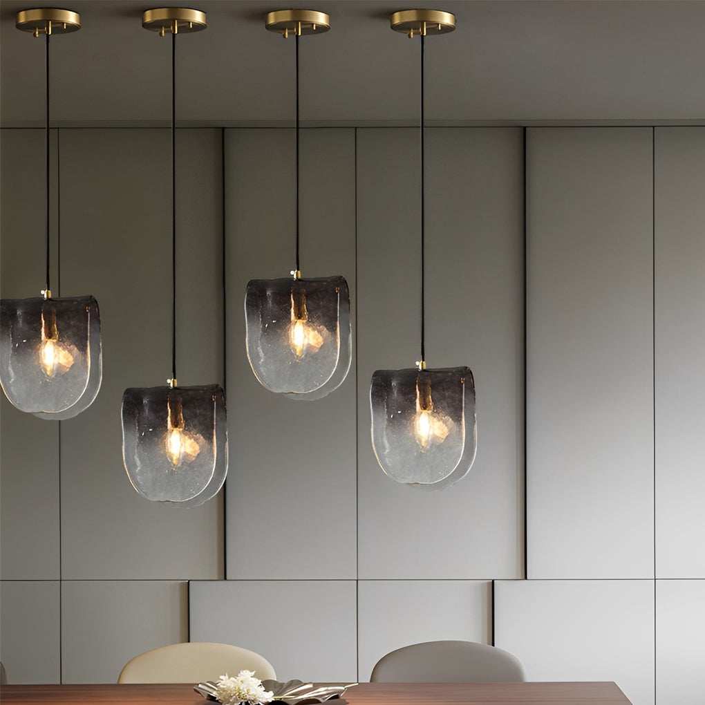 Gradient Smokey Gray Glass Post-Modern Small Chandelier Pendant Lights - Dazuma