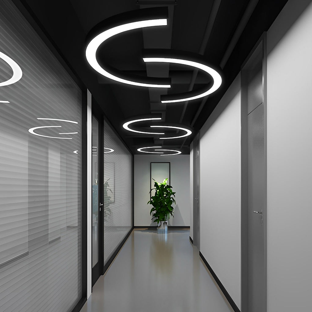 Arc Semicircle LED Simplicity Metal Black Industrial Style Pendant Lights
