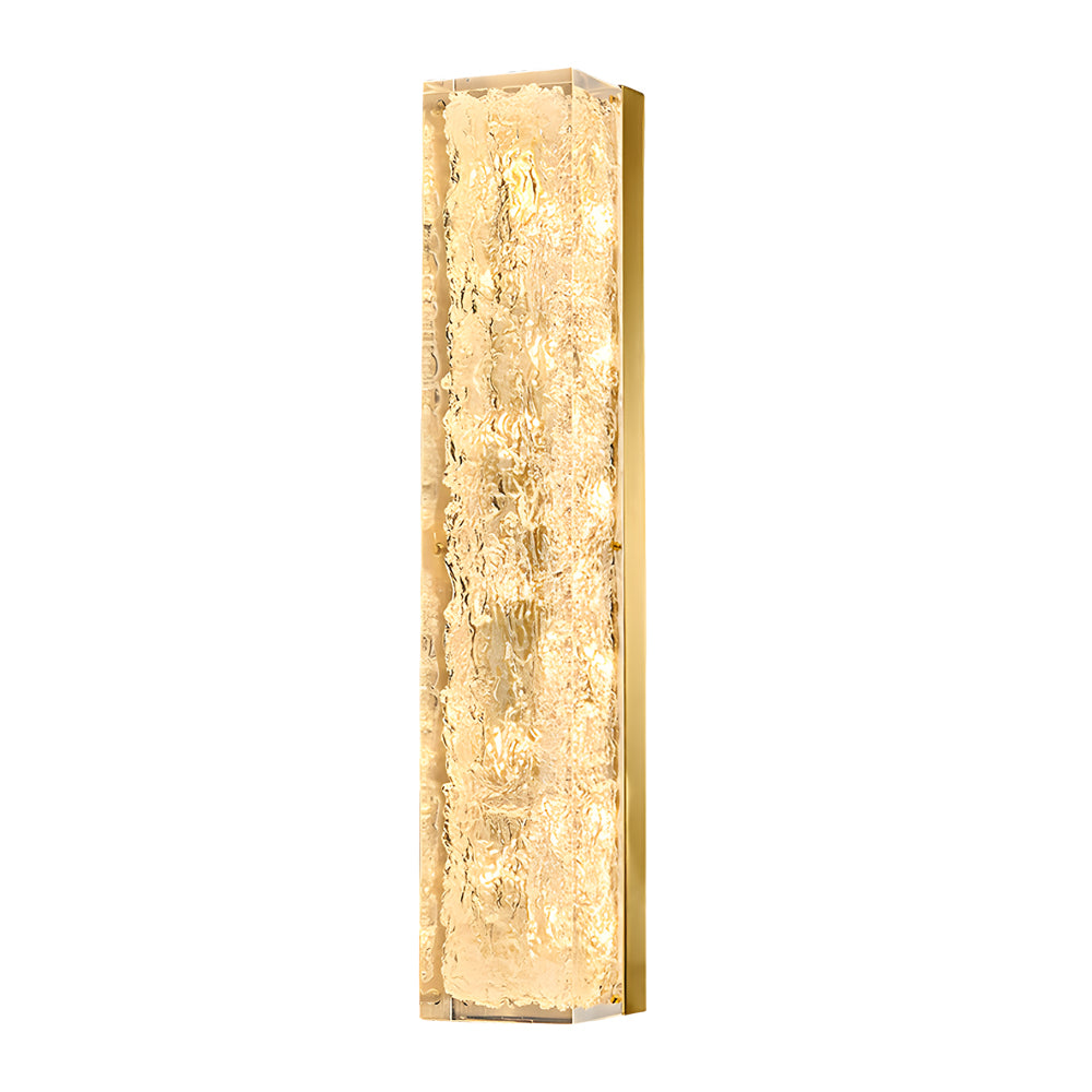 Modern Brass LED Wall Sconces Rectangle Wall Light in Ice Resin