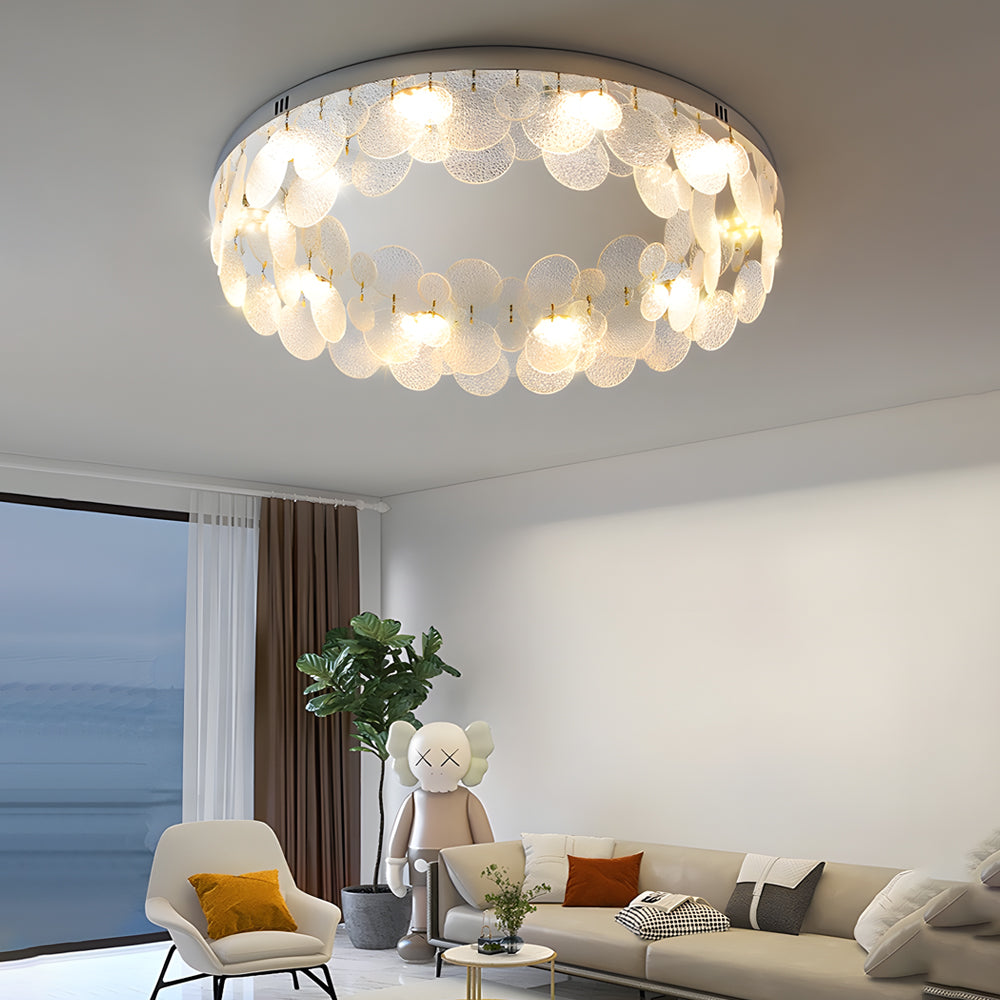 Round Small Glass Seashells 3 Step Dimming Simple Post-Modern Ceiling Lamp - Dazuma