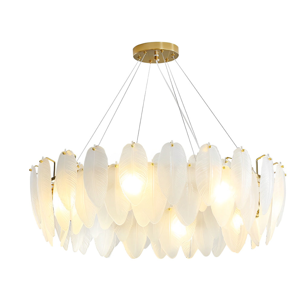 Glass Feathers Three Step Dimming Post-Modern Chandelier Dining Room Light