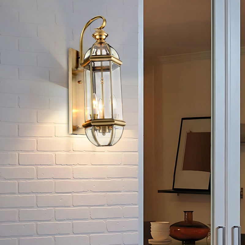 Retro Creative Copper Glass European Style Outdoor Wall Lights Exterior Lamp - Dazuma