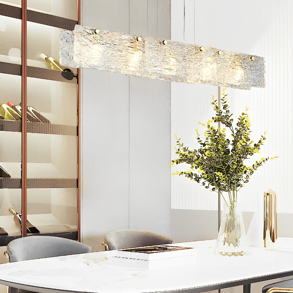 Minimalist Long Strip Glass LED Luxury Modern Dining Room Chandeliers