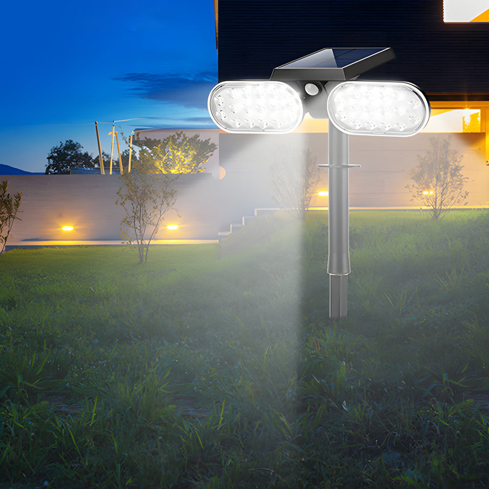 2 - Head Modern Black Solar LED Spotlight with Motion Sensor, Rotatable