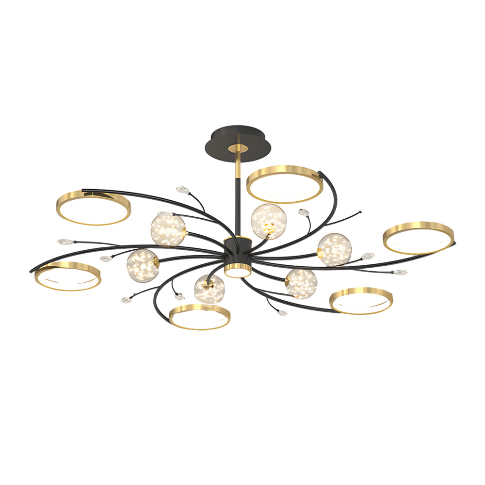 Stars Rings Flowers Branches Crystal 3 Step Dimming Modern Ceiling Lights