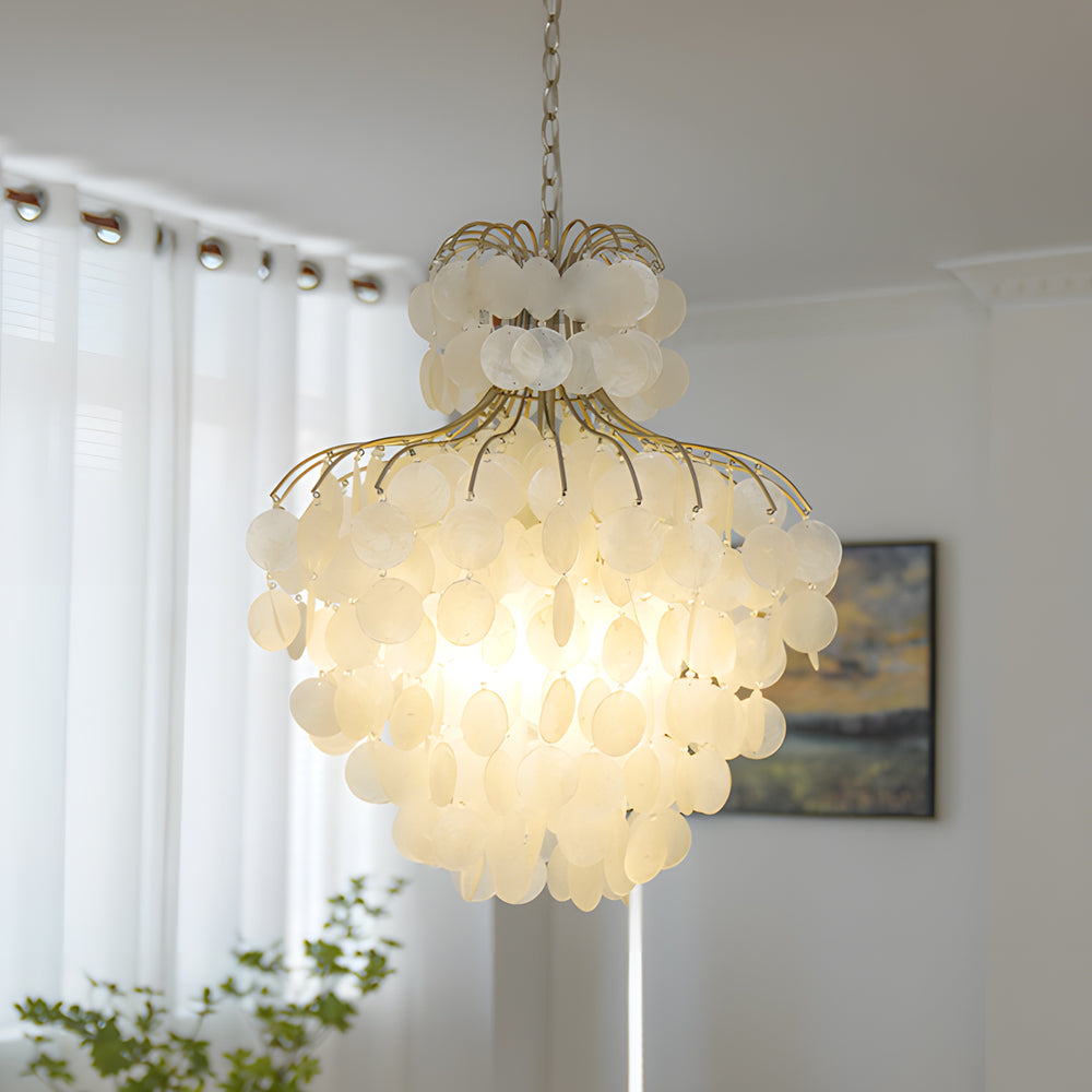 5/8-Light 3 Step Dimming Tiered Chandelier with Seashell Accents - Dazuma