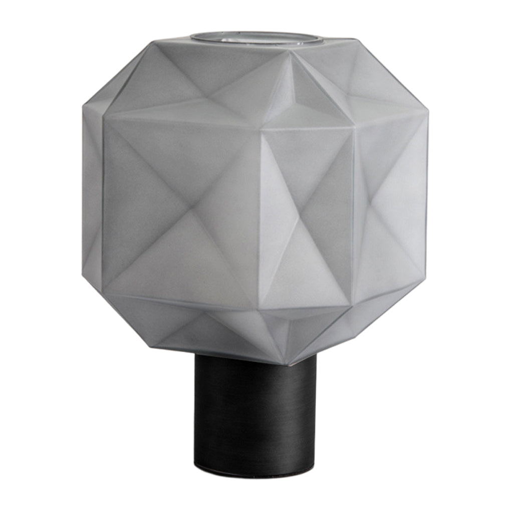 1-Light Cubo Table Lamp with Smoke Gray Novelty Glass Shade Bedroom Light