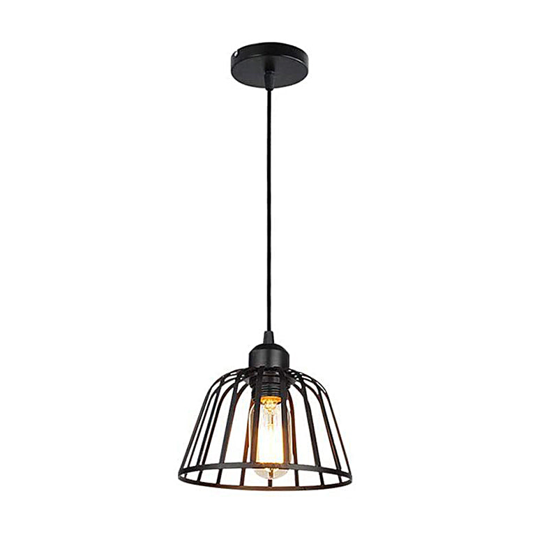 1/3 Lights Black Small Iron Cage LED Industrial Style Retro Chandelier