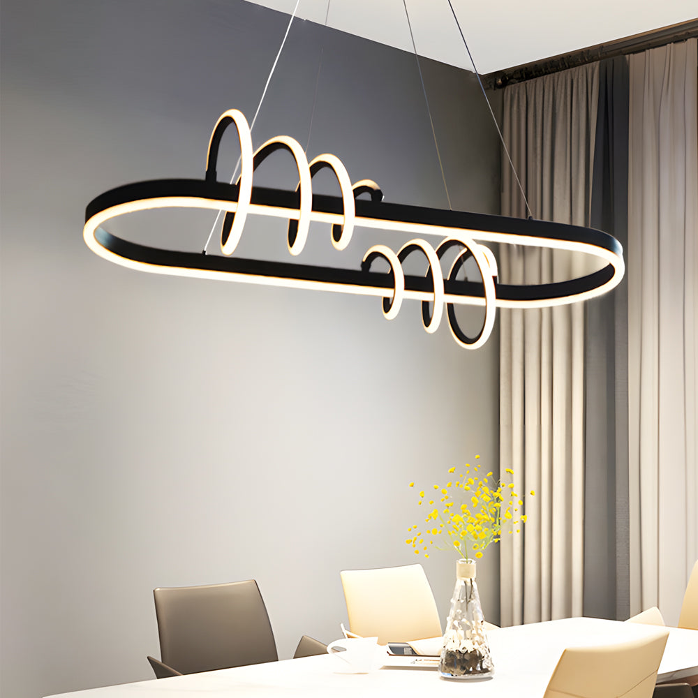 LED Dimmable Spiral Lines Dining Room Chandelier Hanging Lighting