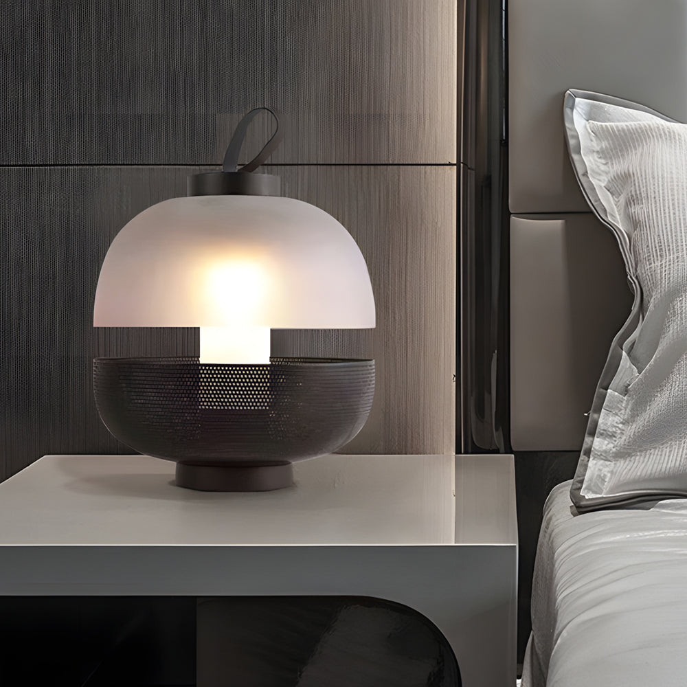 Semicircular Iron Mesh Glass Shade LED Creative Postmodern Table Lamp - Dazuma