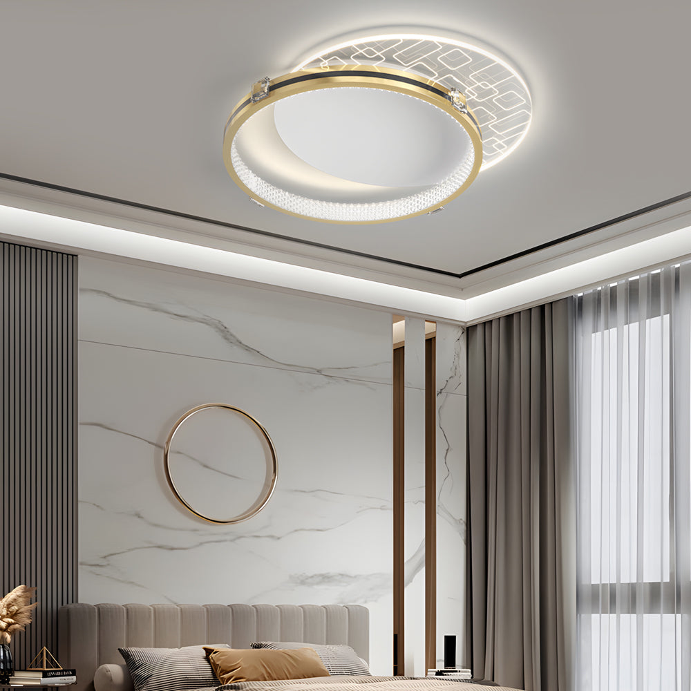 Round Acrylic Creative LED Three Step Dimming Modern Ceiling Lights Fixture - Dazuma