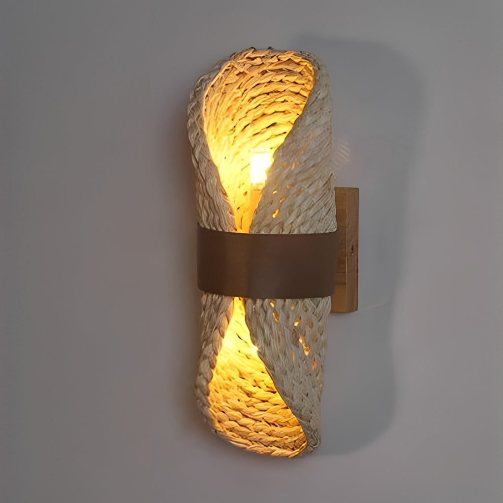 Creative Rattan Wood LED up and down Lighting Japanese-Style Wall Lamp