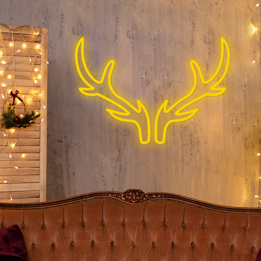 Neon Antlers Party Decoration Personalized LED Sign with Dimmer - Dazuma