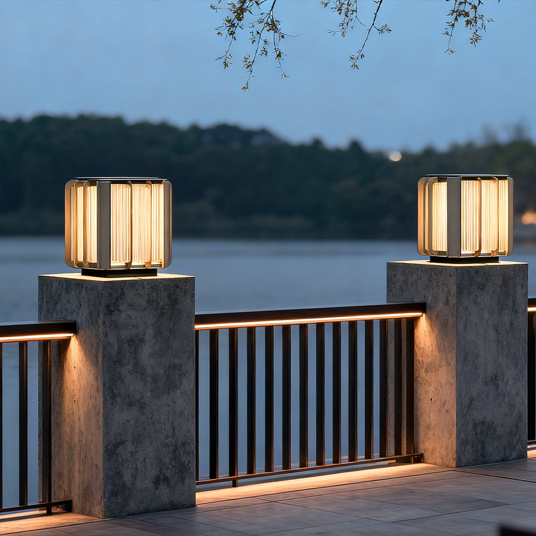 Outdoor Pillar Lantern Lights Modern Waterproof Fence Light