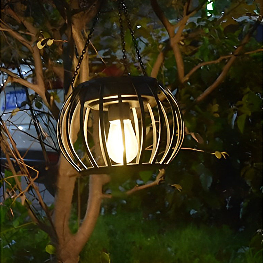2PCS Metal Pumpkin LED Waterproof Black Modern Solar Outdoor Lanterns