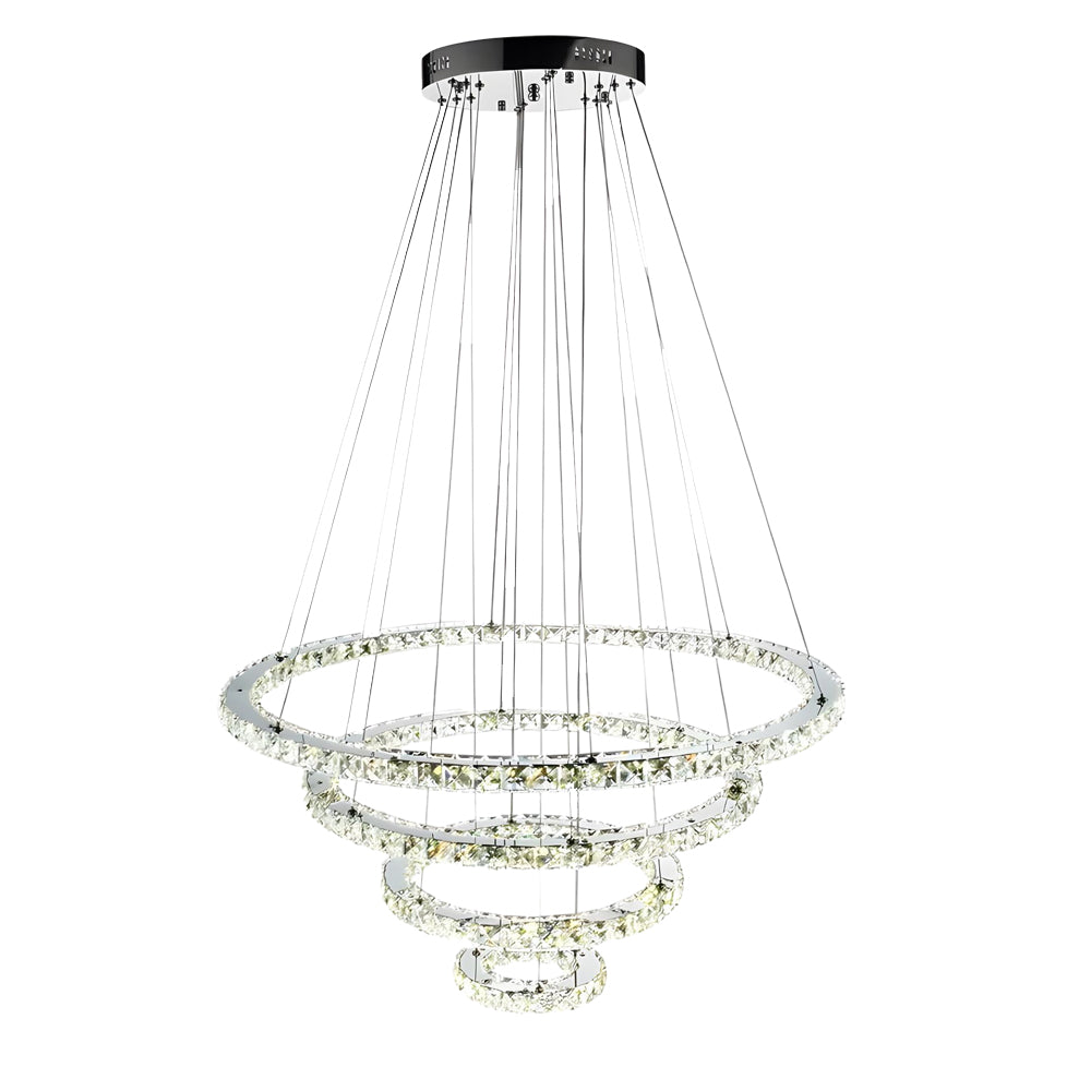4 Rings Electroplated Crystal LED Modern Chandeliers Pendant Light Hanging Lamp