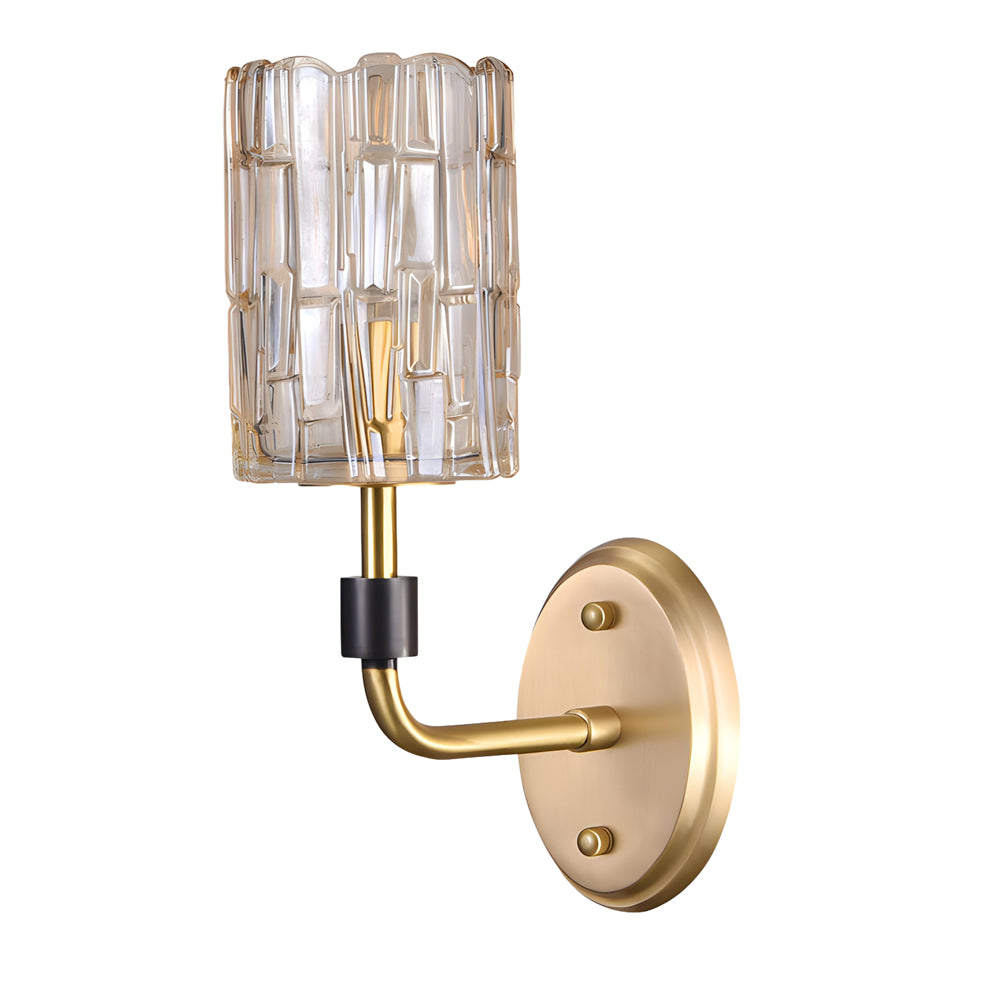 Luxury Copper Armed Crystal Wall Light Modern 1/2-Light Sconce