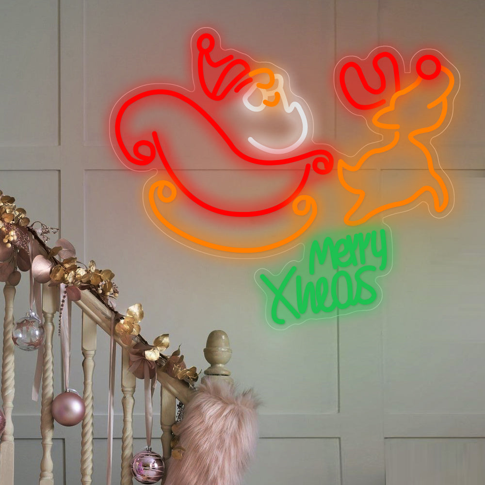 Neon Santa Claus Elk Reindeer Luminous Christmas LED Neon Signs Lights