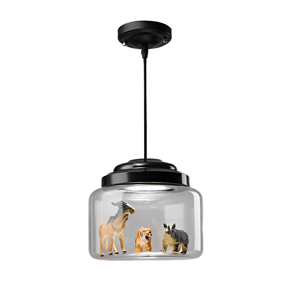 Personality Animal Model Decor Glass Jar LED Black Modern Pendant Light