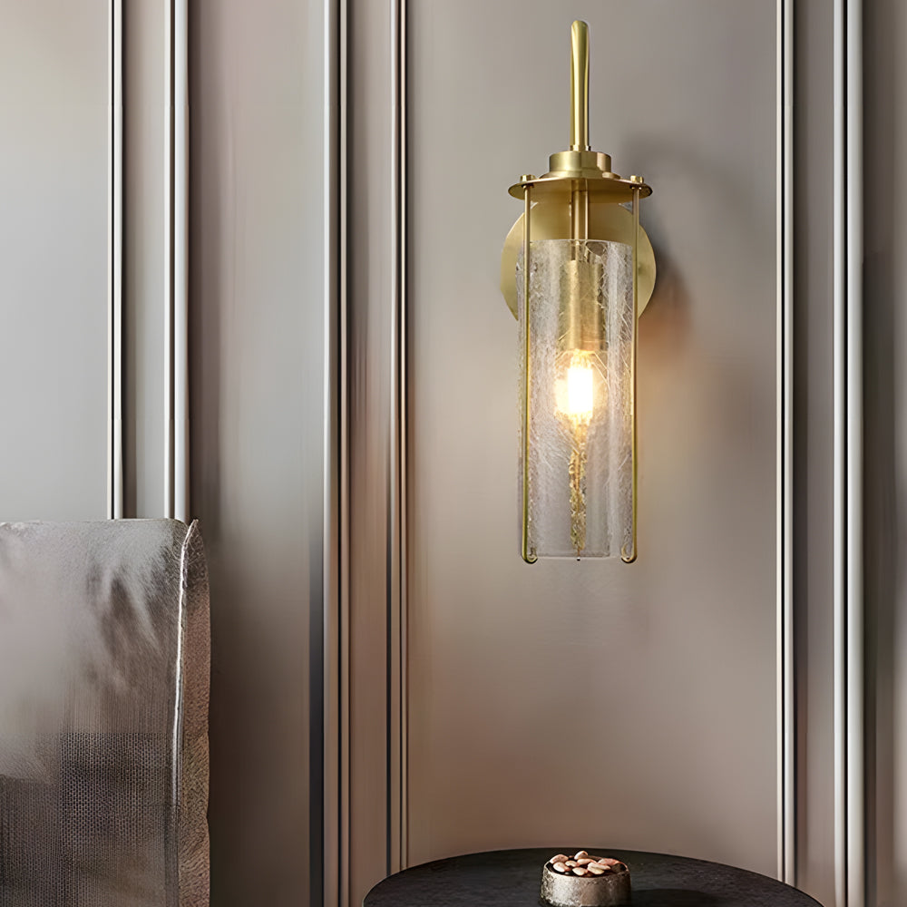 Cracked Glass Shade Copper Luxury Minimalist Modern Wall Light Fixture