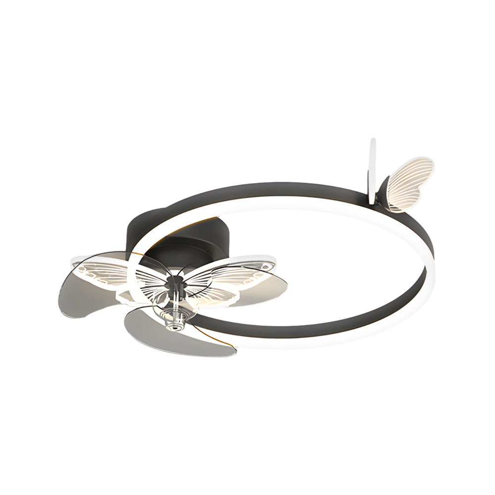 Ring Acrylic Butterflies Three Step Dimming LED Mute Modern Ceiling Fans