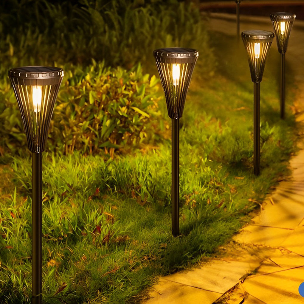 Round Waterproof LED Intelligent Light Control Black Solar Pathway ...